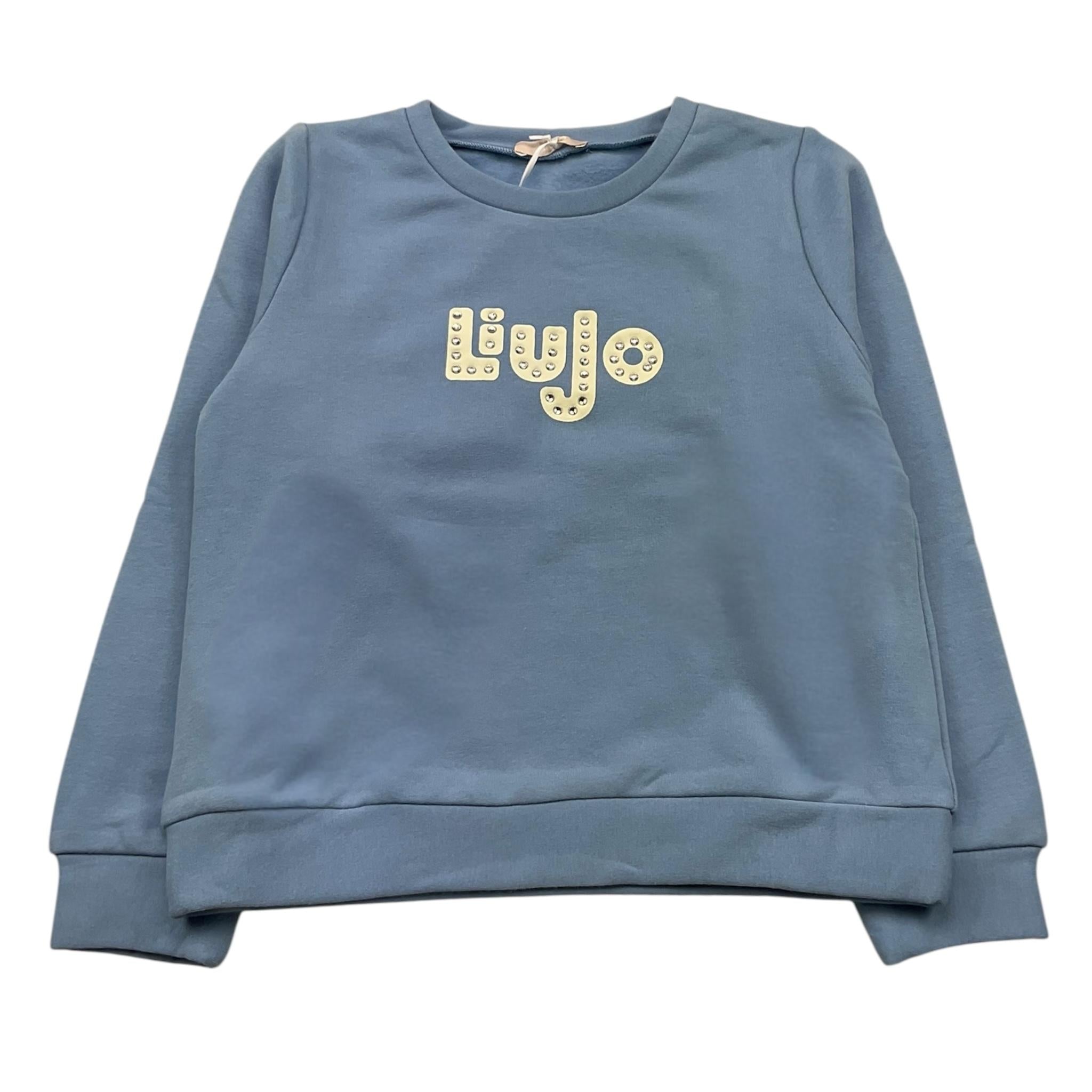 LIU JO felpa chiusa girocollo tinta unita con stampa logo Azzurro per Bambina KF4060XX AZZURRO LIU JO 