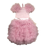 Miss Grant Solid Pink Tulle Top-Skirt Set for Baby Girl