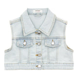 Vicolo Solid Color Denim Vest With Buttons Light Blue For Girls