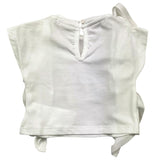 M+E' Solid Color Tank Top with Crew Neck and White Panther Print for Baby Girls