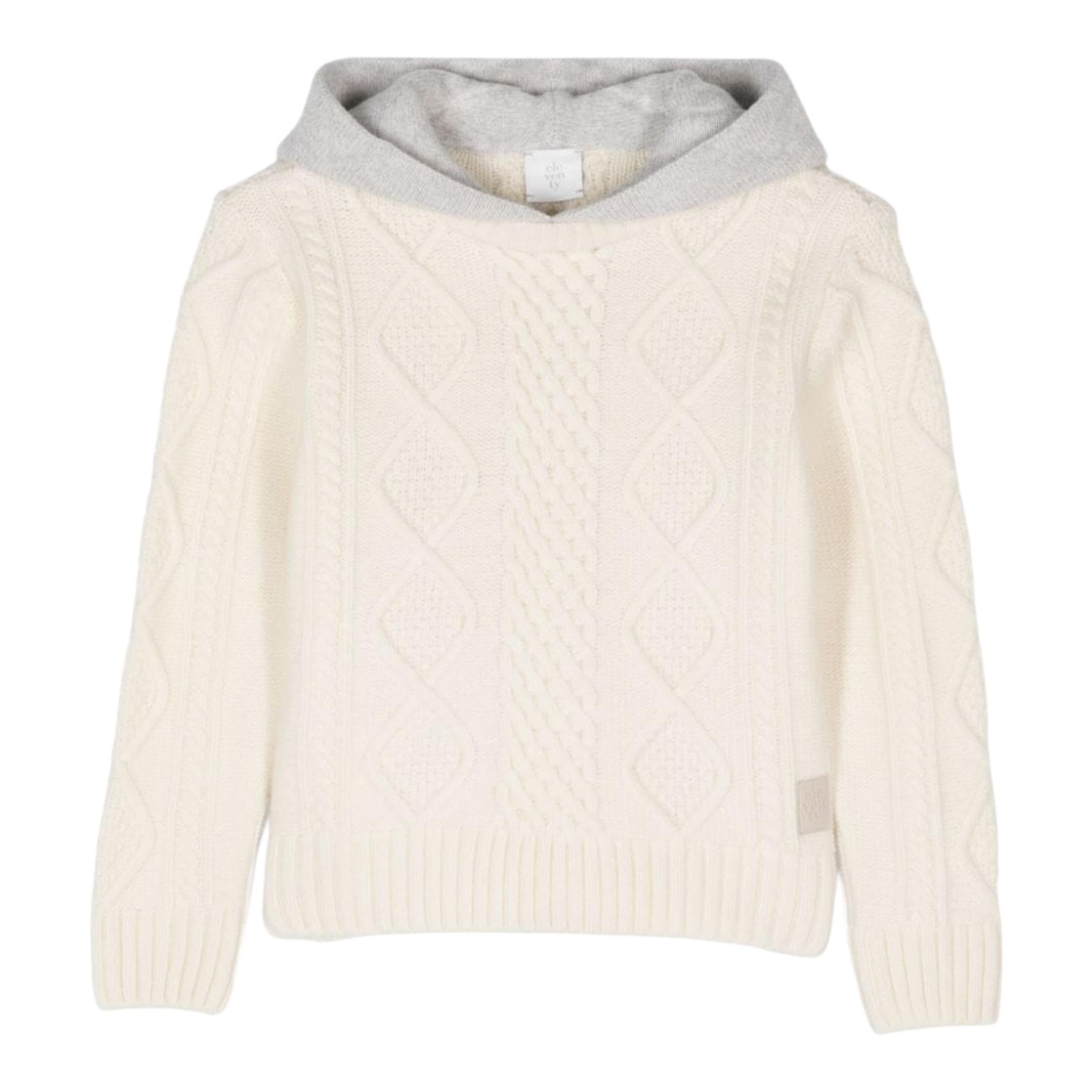 ELEVENTY maglia modello felpa tinta unita con cappuccio in contrasto Panna per Bambina EV9P70X PANNA ELEVENTY 