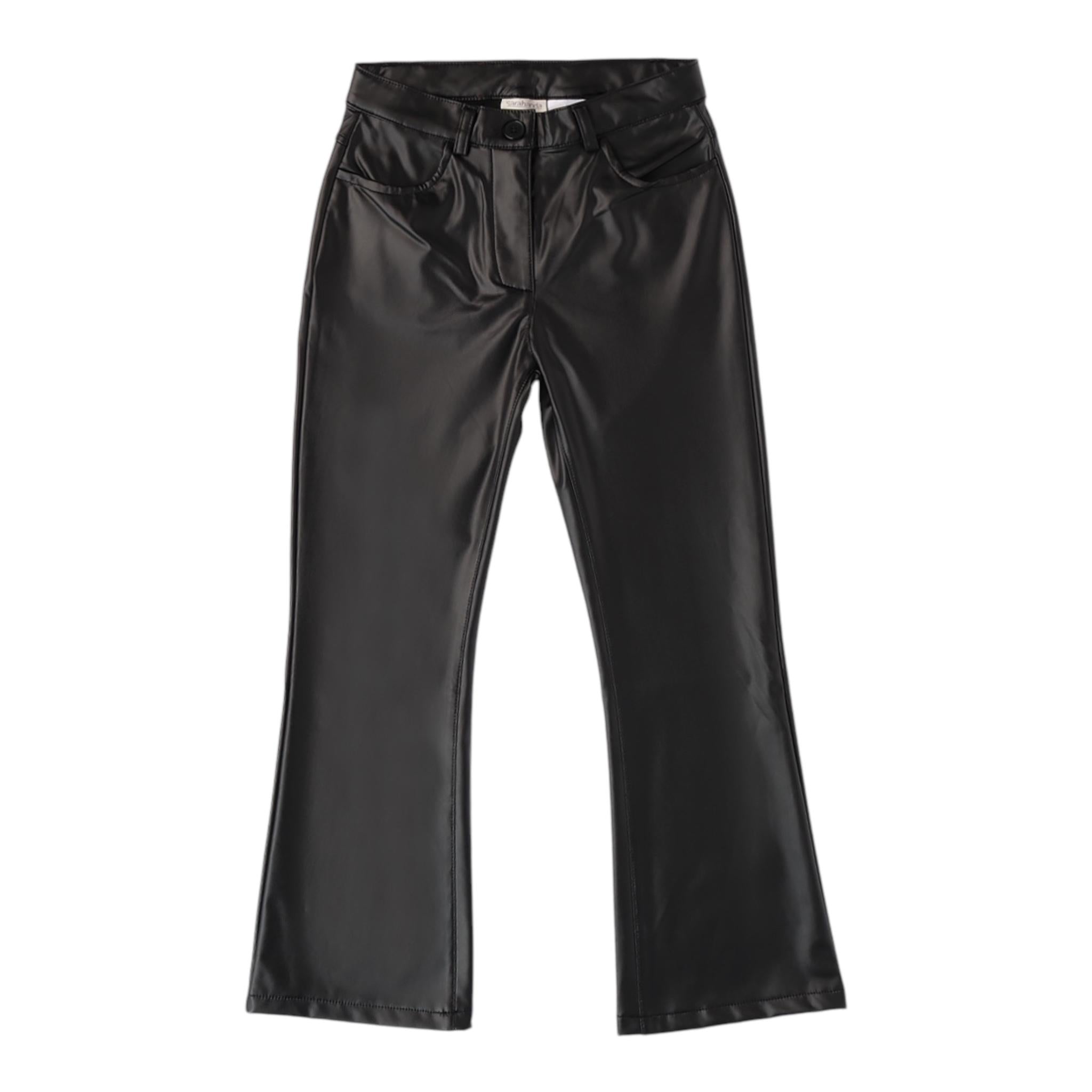 SARABANDA pantalone modello a zampa tinta unita in ecopelle Nero per Bambina A761 NERO SARABANDA 
