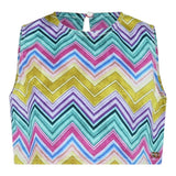 Odi Et Amo Multicolored Top-Skirt Set With Multicolored Abstract Pattern For Girls