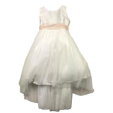 Bella Brilli Solid Color Sleeveless Formal Dress With White Tulle For Girls