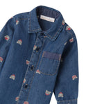 Mini Banda Camicia Manica Lunga tinta unita con Stampa Orsi Blu per Neonato 3B659X BLU MINI BANDA 