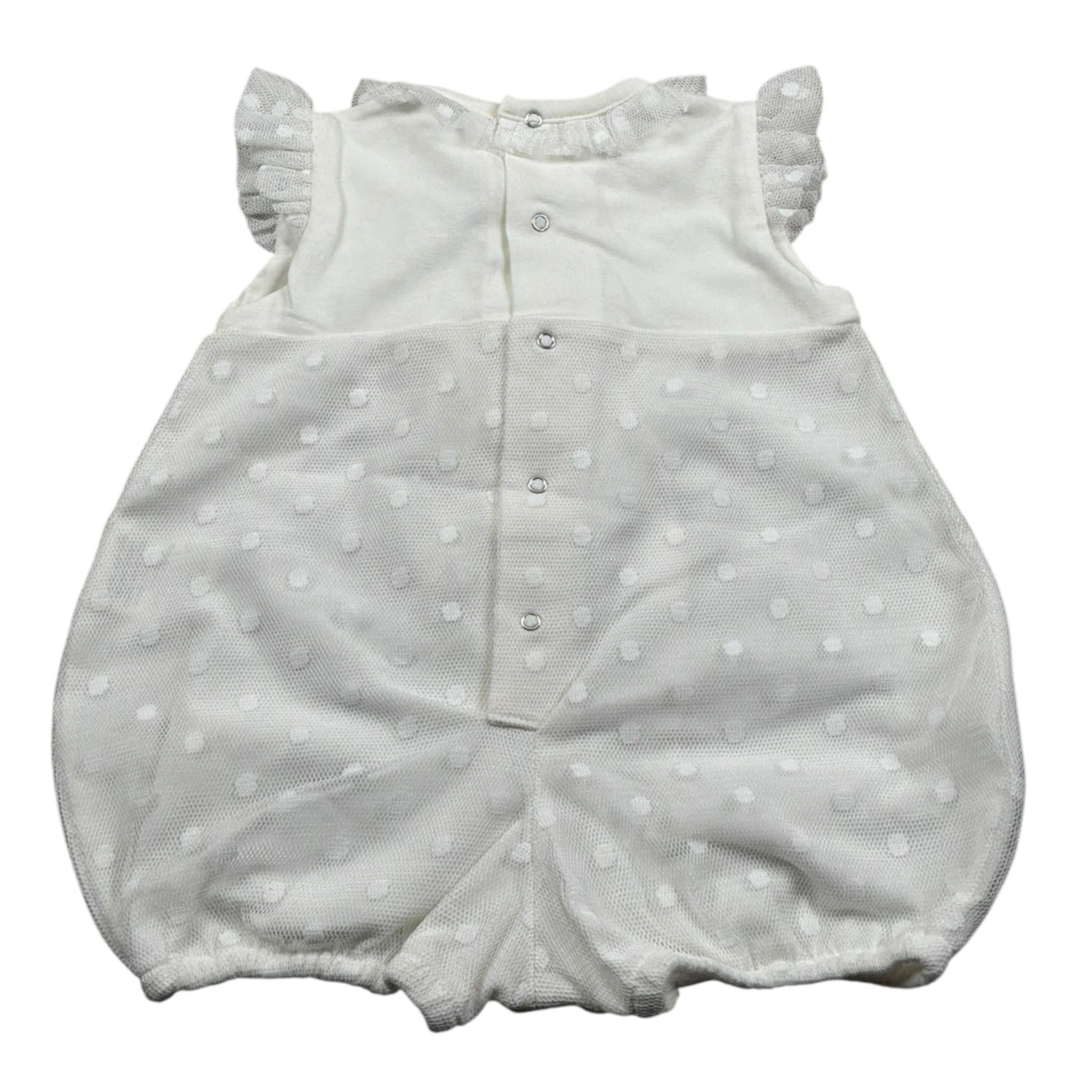 Petit Pagliaccetto Giromanica tinta unita con Tull Bianco per Neonata S7214562 BIANCO PETIT 