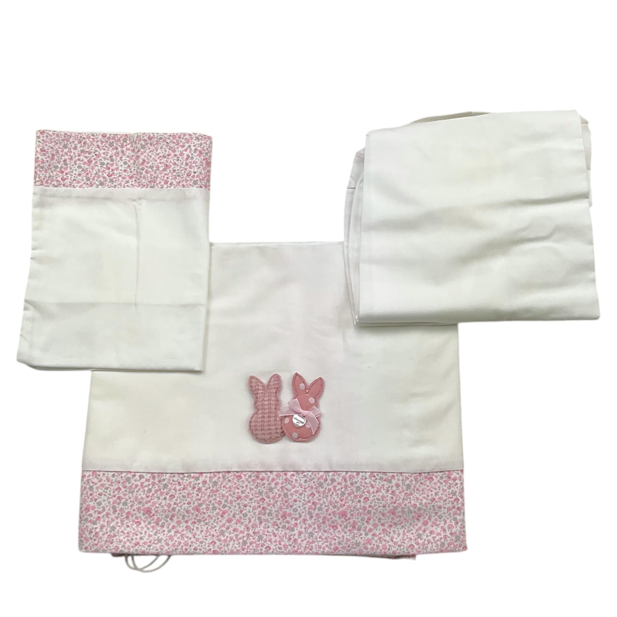 NINNAOH set lenzuola 3pz tinta unita con applicazioni Bianco per Neonata I21LE9 BIANCO NINNAOH 