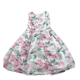 Alice Pi Ceremony Dress with Armholes and Floral Pattern, Solid Color, White for Girls