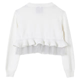Simonetta Plain Cardigan With Cream Tulle For Girls