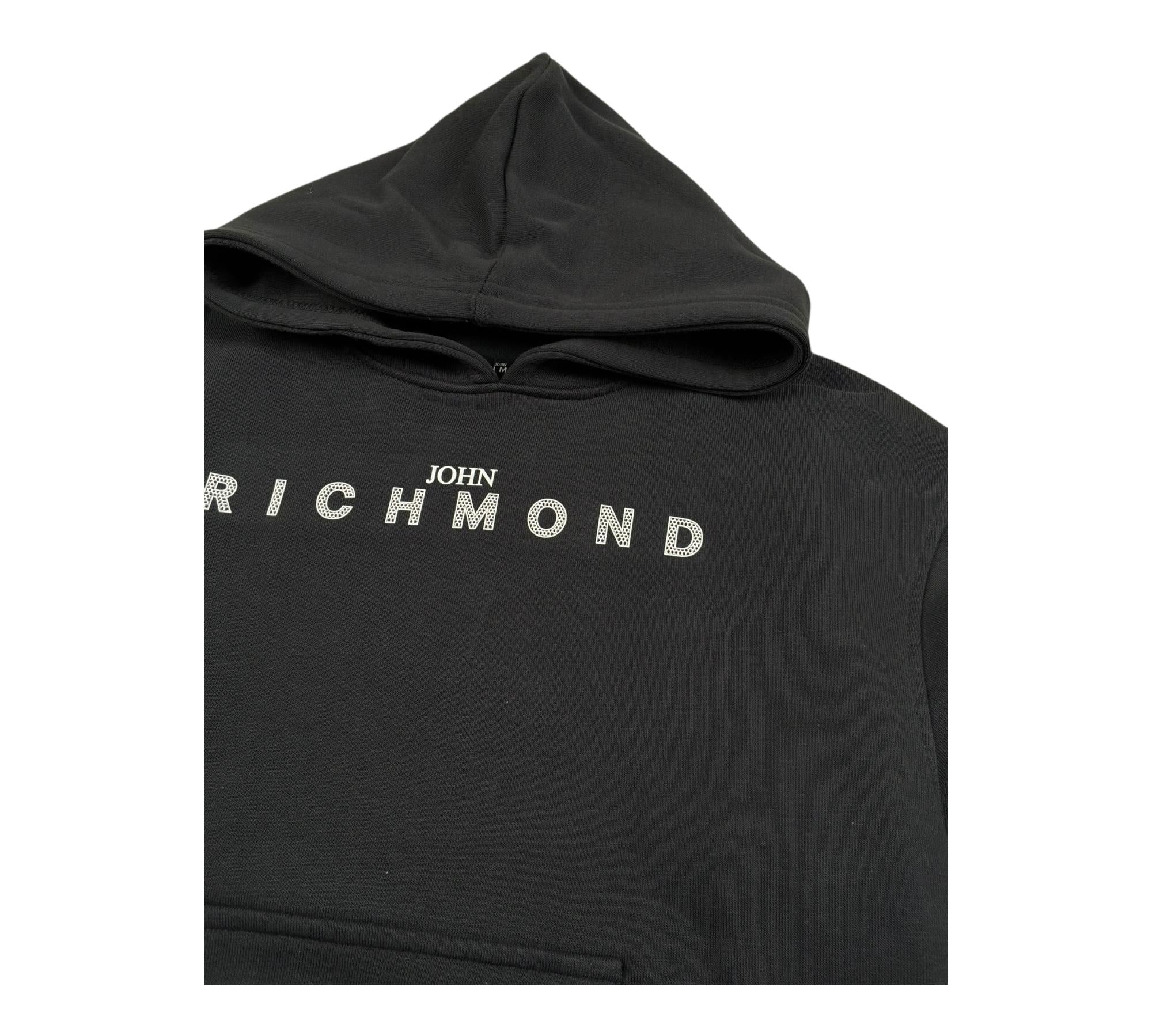 John Richmond Felpa Chiusa con Cappuccio Tinta Unita per Bambino RBP26003FE NERO JOHN RICHMOND 