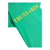 Trussardi Solid Color Crew Neck T-Shirt with Green Logo Print for Newborns