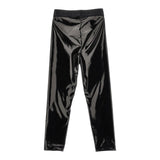 Chiara Ferragni Solid Color Leggings With Logo Elastic In Black Vinyl For Girls