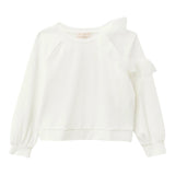 Please Felpa Tinta Unita con Tulle per Bambina LB03172G73 BIANCO PLEASE 