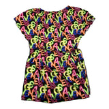 4Giveness Black Fantasy Print Half Sleeve Dress For Girls