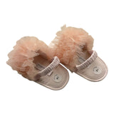 Barcellino Sandal Solid Color With Tulle And Elastic Pink For Newborn