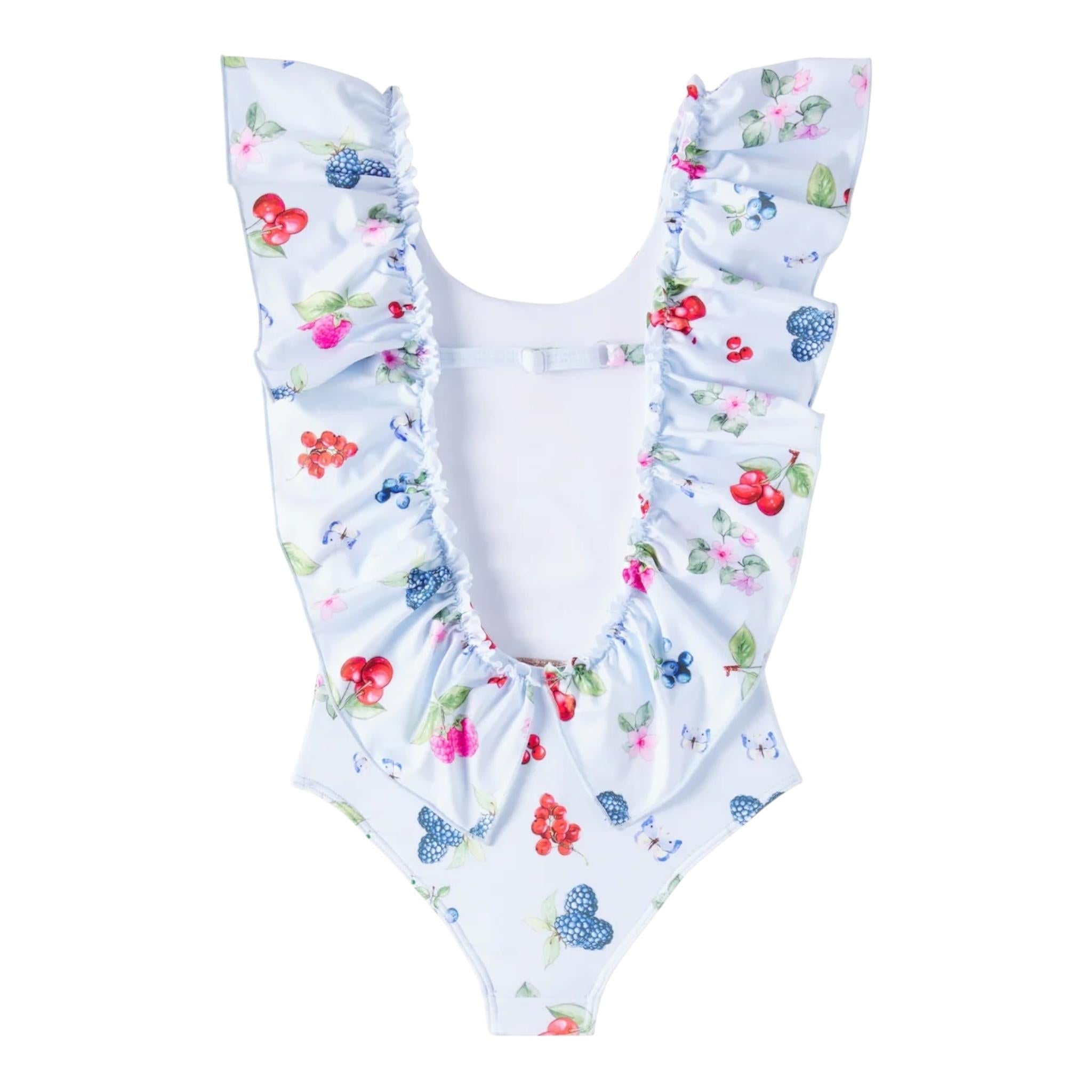 Monnalisa Costume Intero Tinta Unita con Stampa per Bambina 19E074 BIANCO MONNALISA 