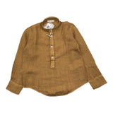 M+E' Brown Korean Collar Solid Color Shirt for Boys