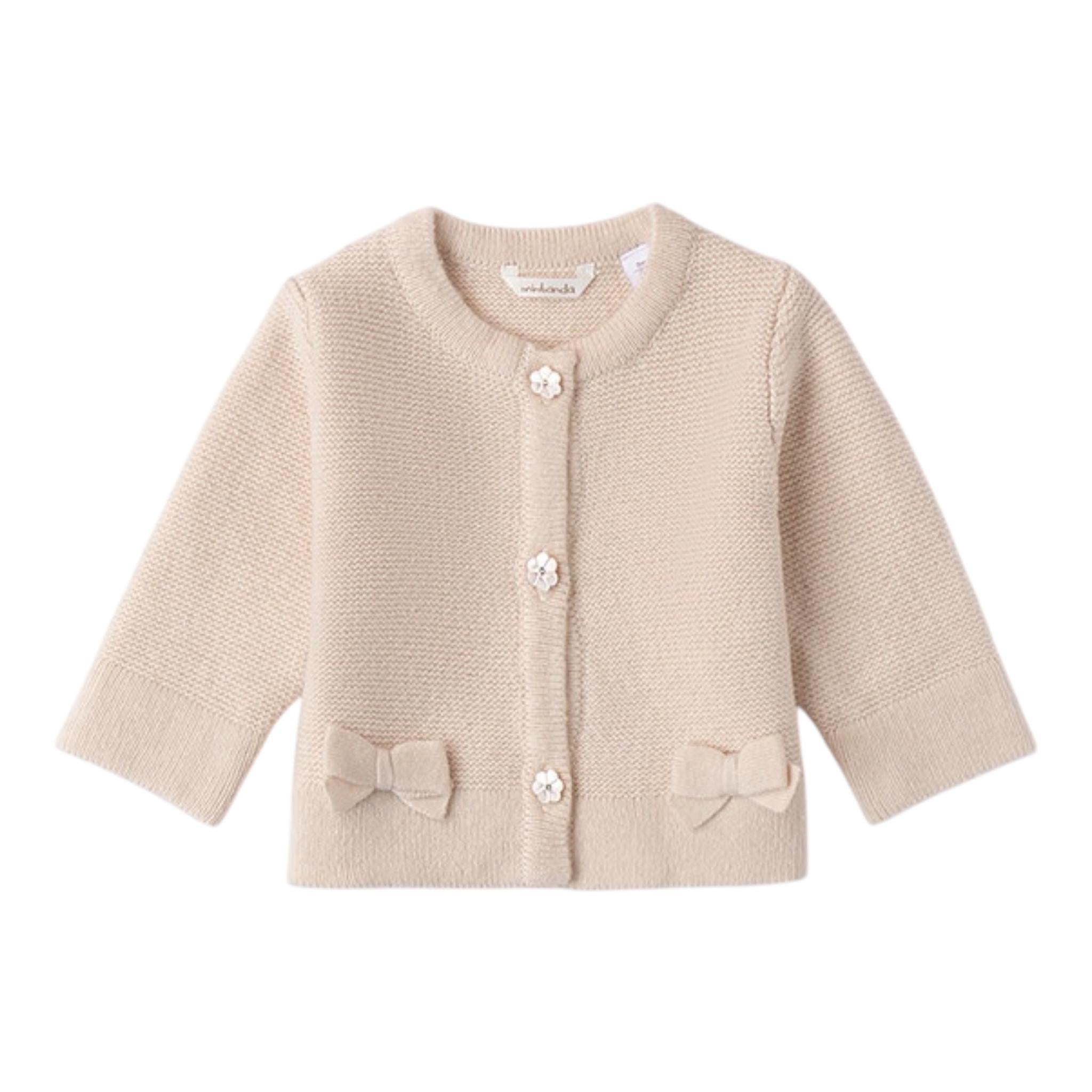 MINI BANDA cardigan tinta unita con fiocchi Beige per Neonata A740 BEIGE MINI BANDA 