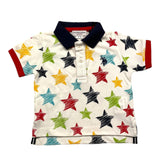 US Polo Assn Baby Boys Solid Color Star Print Half Sleeve Polo Shirt White