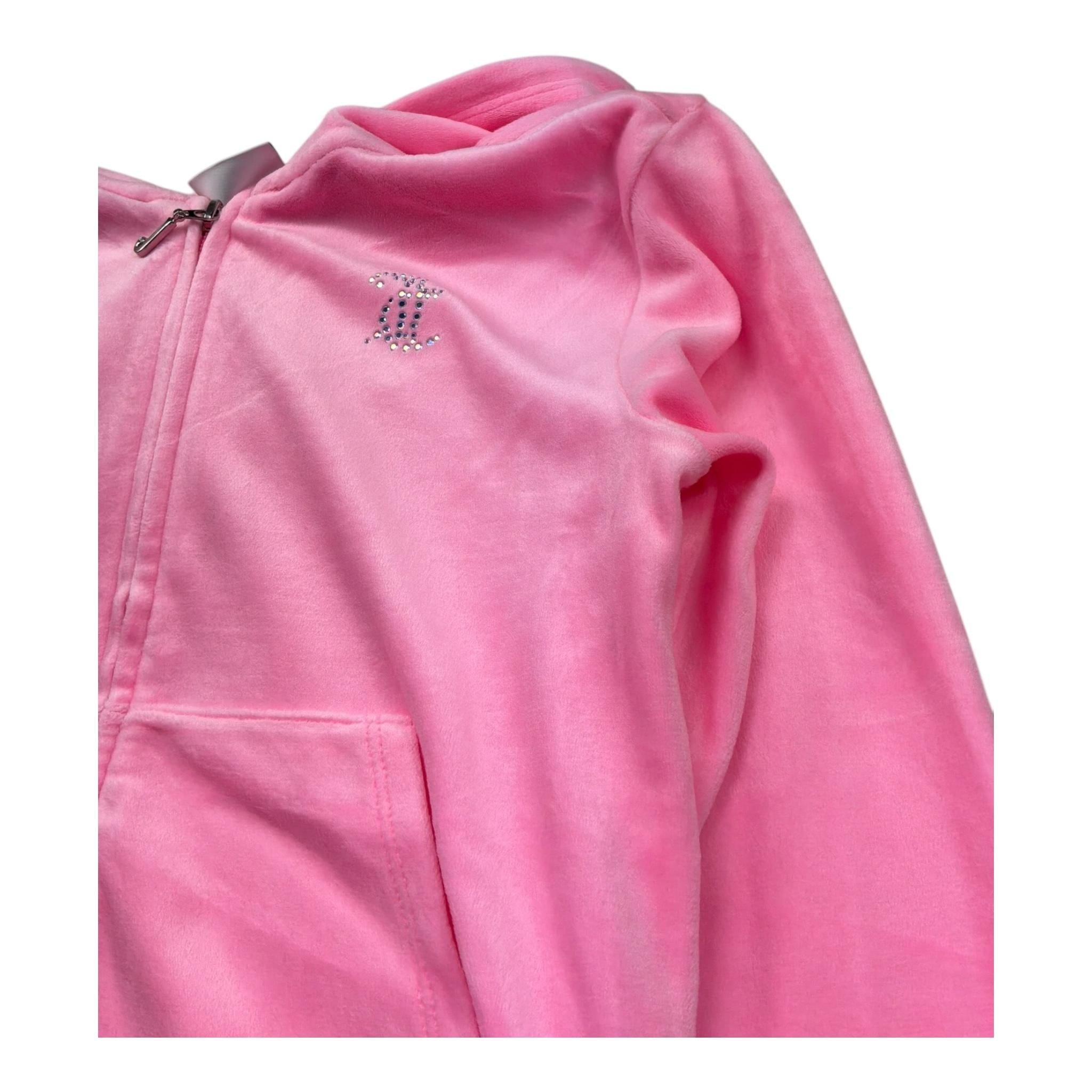 Juicy Couture Felpa Tinta Unita con Zip E Cappuccio per Bambina JBX6679 ROSA JUICY COUTURE 