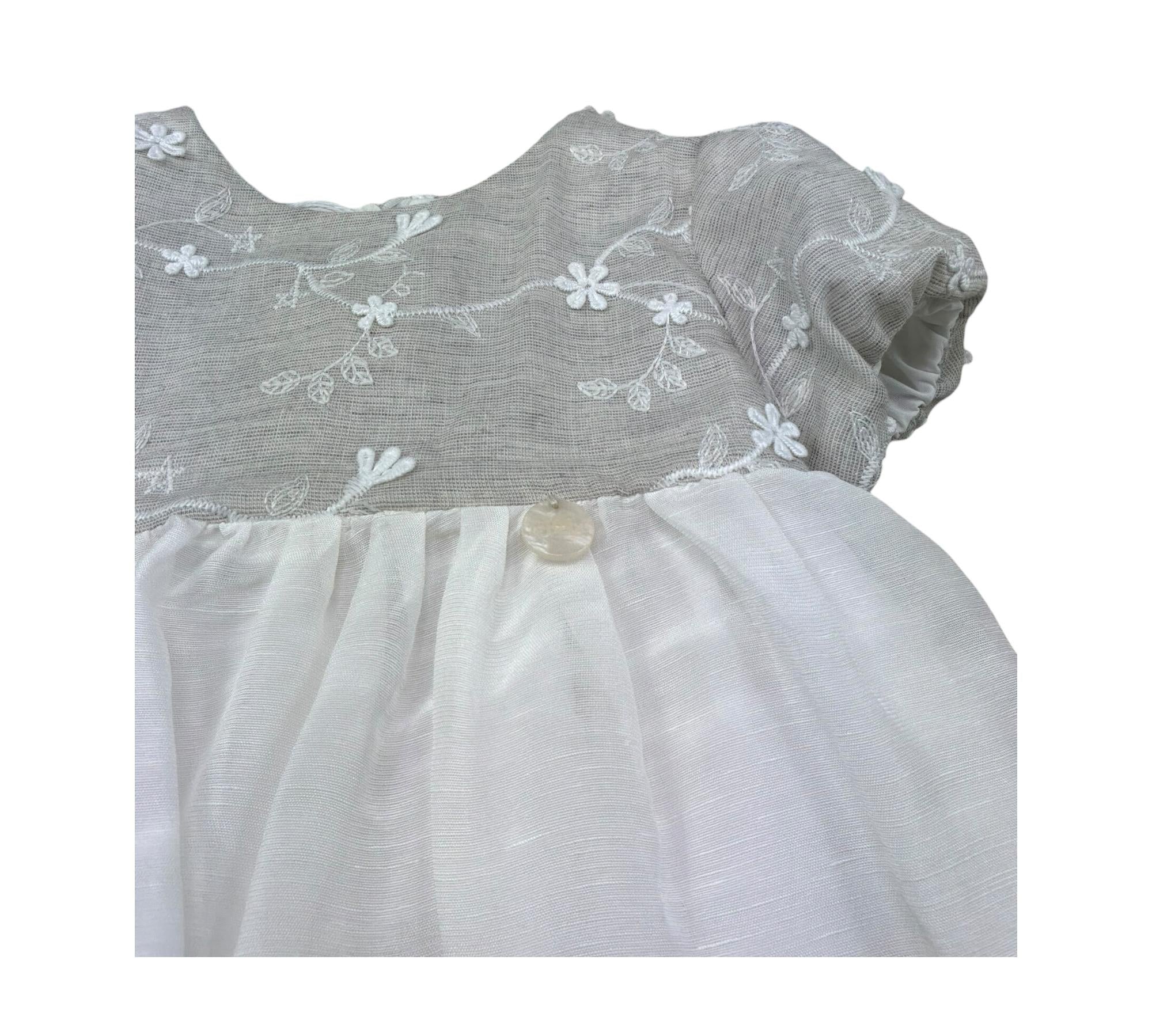 Le Bebe Abito Mezza Manica Ceriomiale con Ricami per Neonata LBG6374 BIANCO LE BEBE 