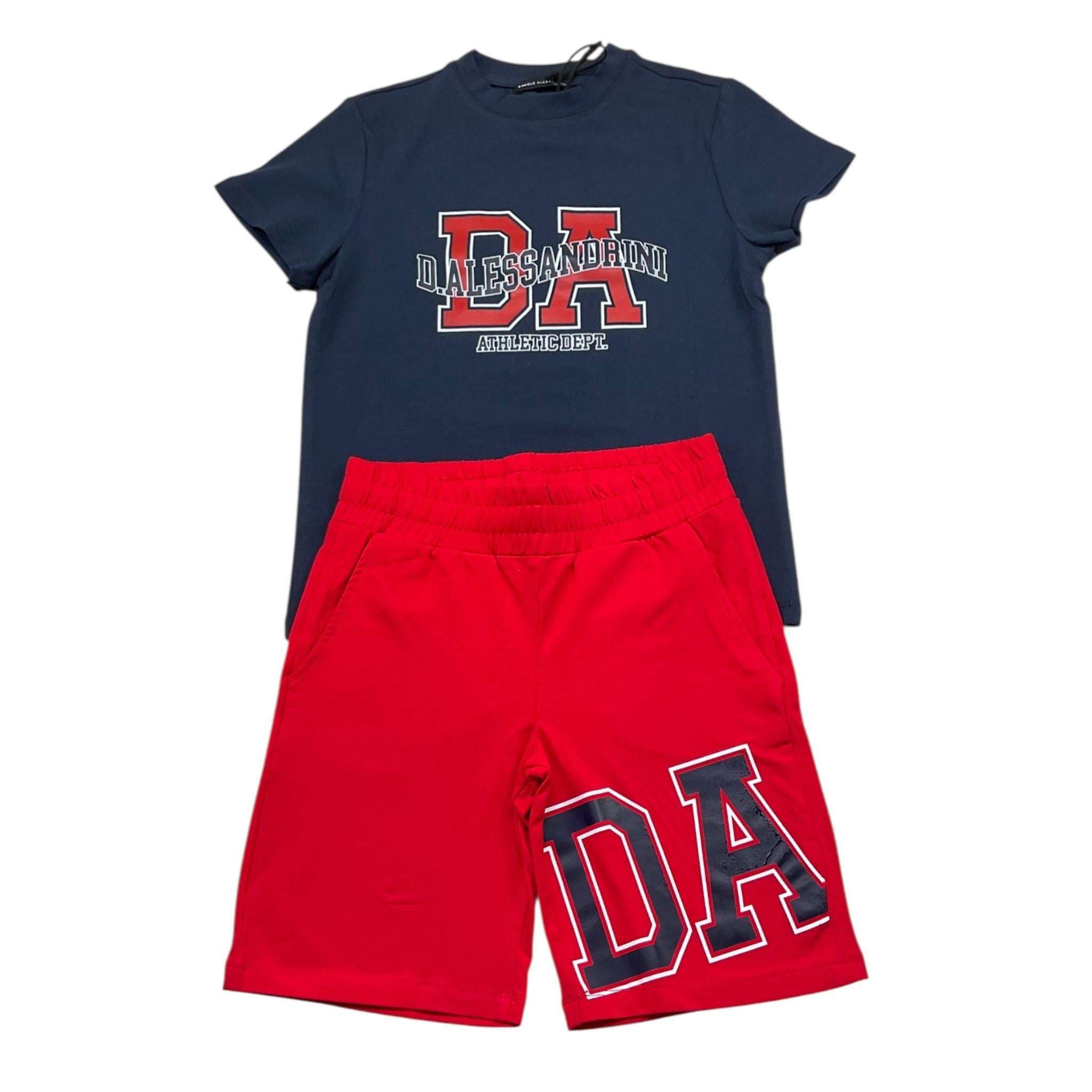 Daniele Alessandrini Completo 2 Pezzi T-Shirt - Bermuda Bicolore per Bambino 1236K00357 ROSSO/BLU DANIELE ALESSANDRINI 