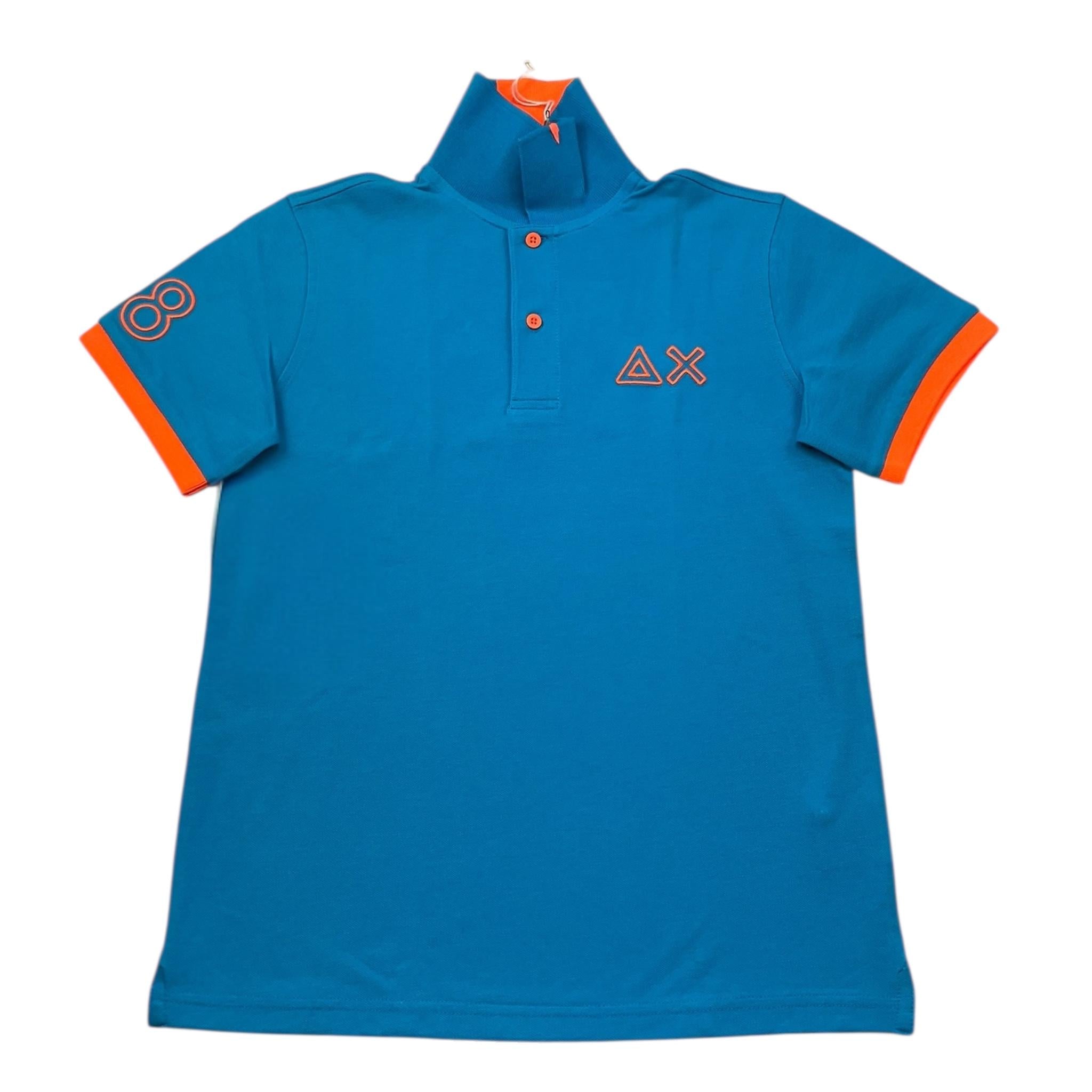 Sun68 Polo Mezza Manica Tinta Unita con Profili In Contrasto per Bambino 3A35322 AZZURRO SUN68 