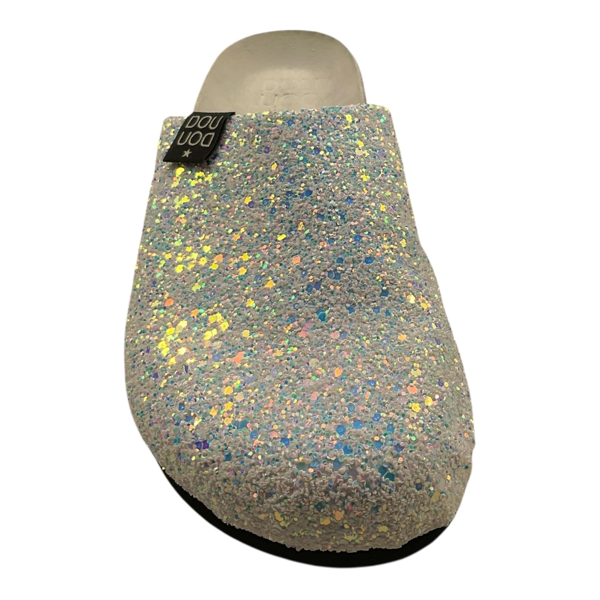 Dou Dou Ciabatta Tinta Unita con Brillantini per Bambina BIRKY386 BIANCO DOU DOU 