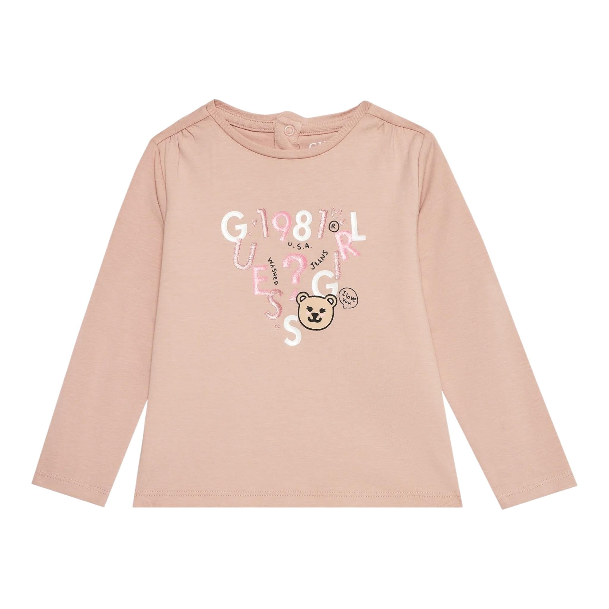 GUESS shirt girocollo tinta unita cn stampa Rosa per Bambina K4BI05J1314 ROSA GUESS 