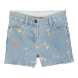 Stella Mccartney Plain Denim Shorts With Appliques And Adjustable Waistline Light Blue For Girls