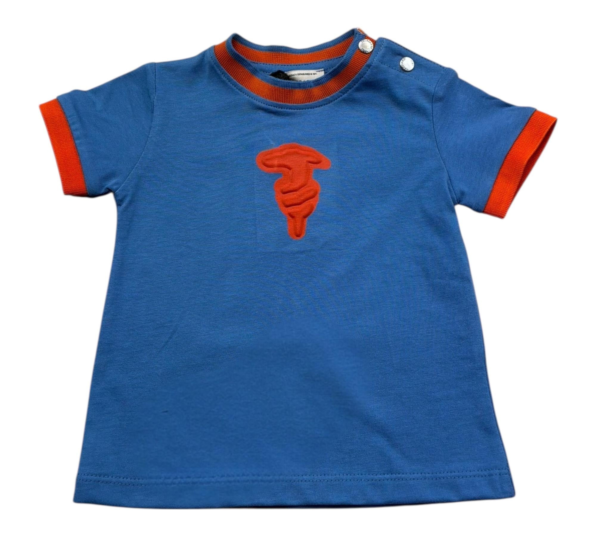 Trussardi T-Shirt Girocollo Tinta Unita con Stampa per Neonato TIP26088TS BLU TRUSSARDI 