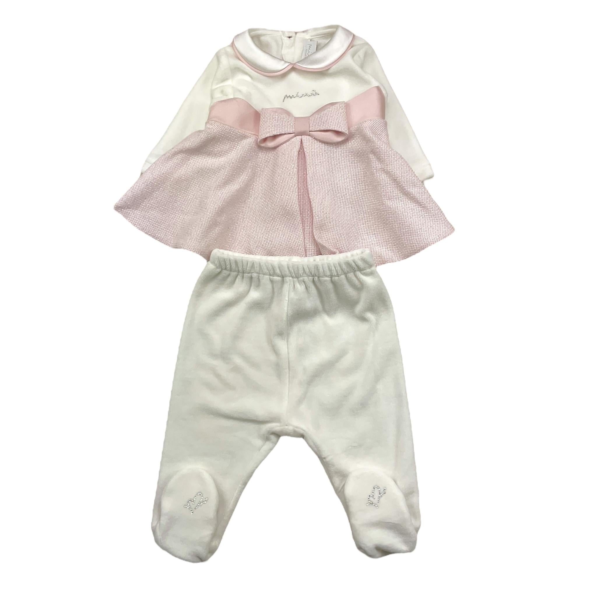 MINIMU' completo 2pz maglia-ghettina tinta unita con contrasti  Bianco per Neonata P39103 BIANCO MINIMU' 