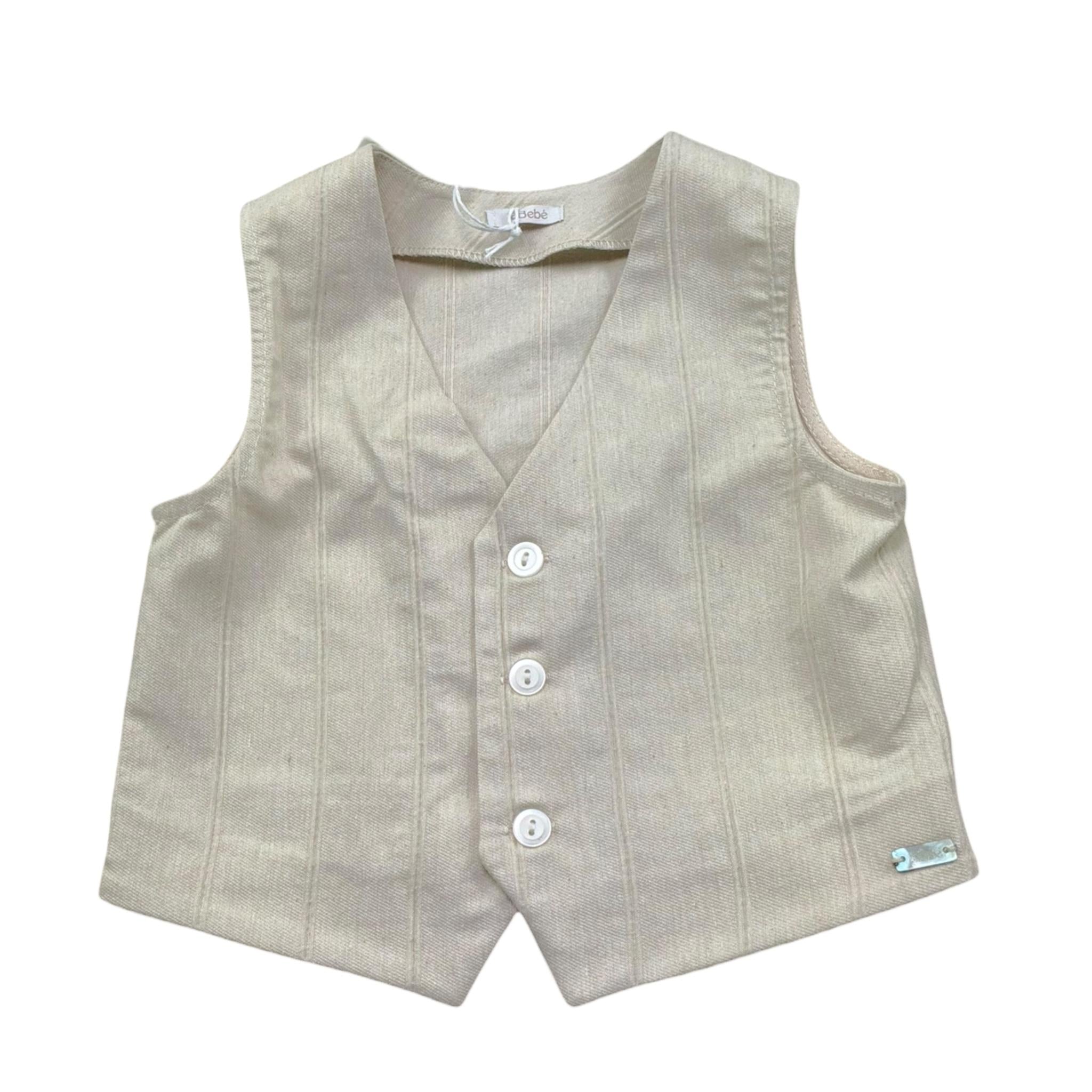 Le Bebe' Gilet Tinta Unita con Fantasia A Righe per Neonato LBB5403 BEIGE LE BEBE' 