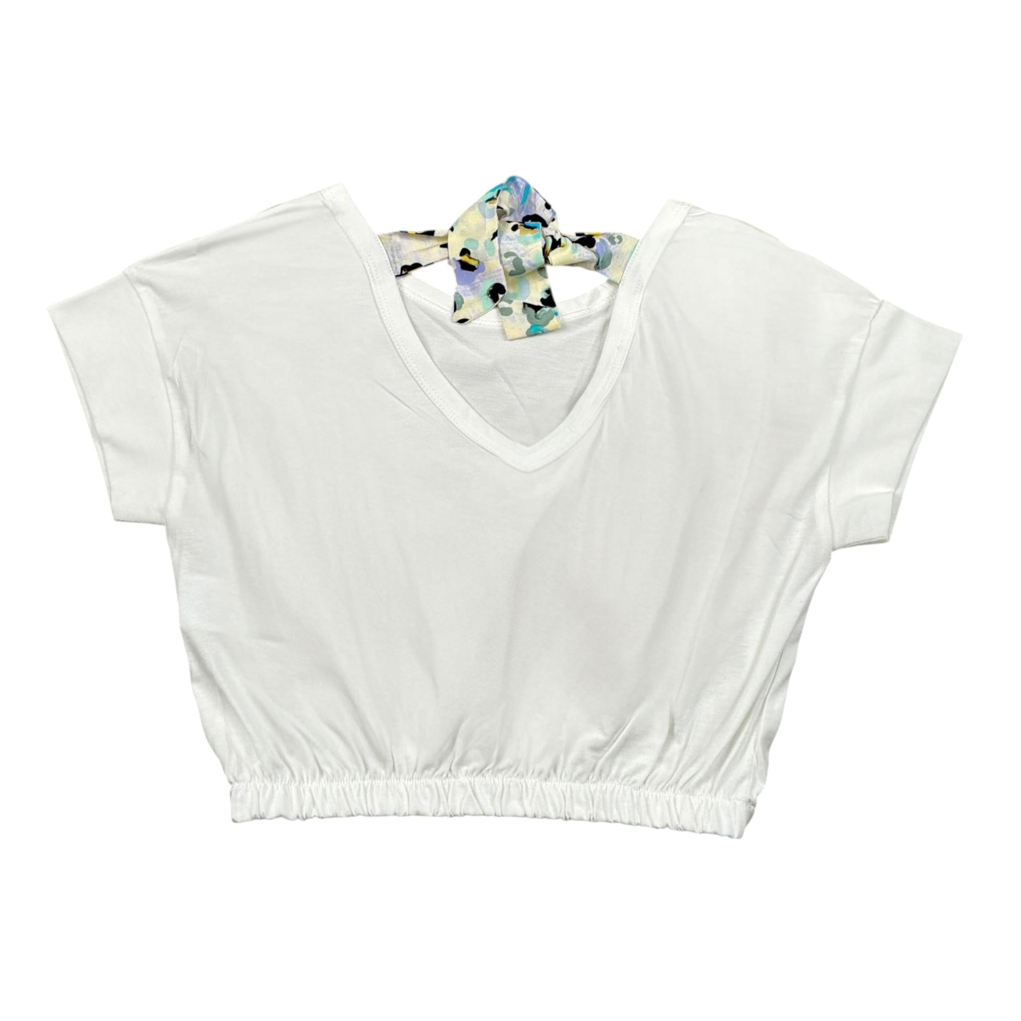 Please T-Shirt tinta unita con Elastico Bianco per Bambina MBC4030G72X BIANCO PLEASE 