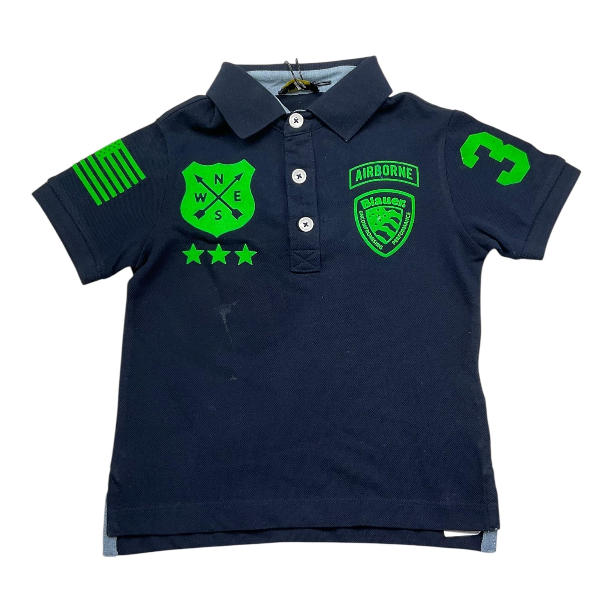 Blauer Polo Mezza Manica Tinta Unita con Stampa per Neonato 24SBLKT02244N BLU BLAUER 