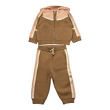 Chloe' Complete Solid Color Sweatshirt-Pants Biscuit for Baby Girl