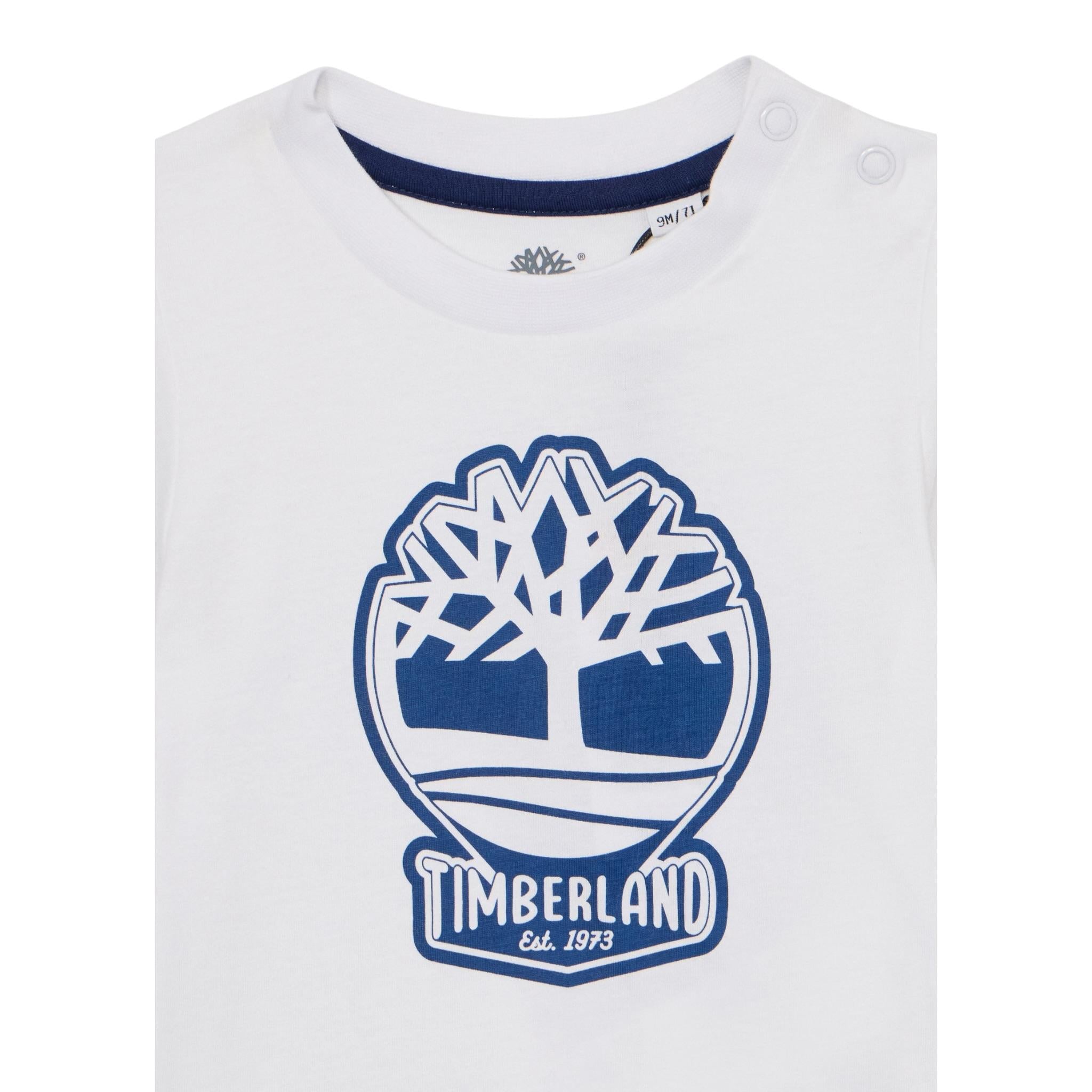 Timberland T-Shirt Girocollo Tinta Unita con Stampa per Neonato T60508 BIANCO TIMBERLAND 