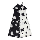 Meimeij Two-Tone Romper With Pattern And Suspenders Black/Cream For Baby Girls