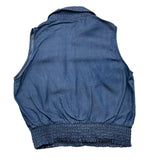 Liu Jo Solid Blue Denim Sleeveless Shirt For Girls