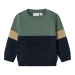 NAME.IT felpa chiusa bicolore girocollo con tasca Verde/blu per Neonato 13236280 VERDE/BLU NAME.IT 