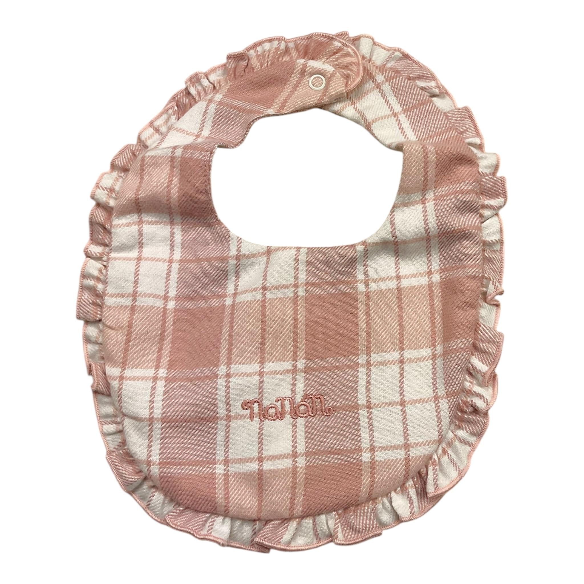 NANAN bavetta bicolore con stampa scozzese Bianco/rosa per Neonata I24499R BIANCO/ROSA NANAN 