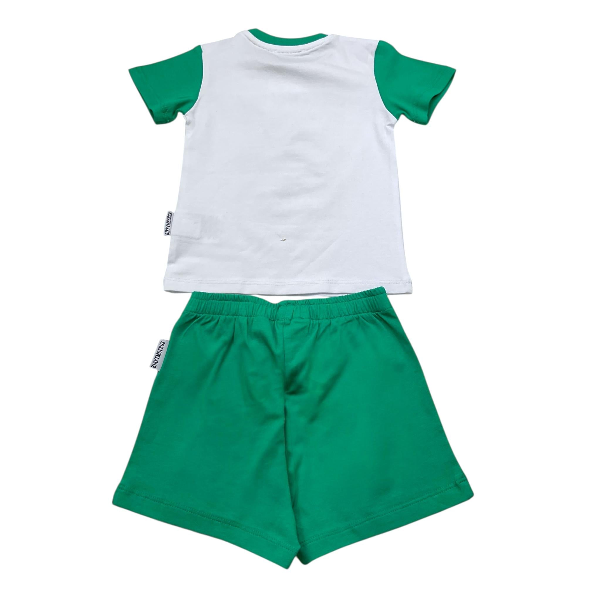 Bikkembergs Completo 2 Pezzi T-Shirt-Bermuda Bicolore per Neonato BK3417 BIANCO/VERDE BiKKEMBERGS 