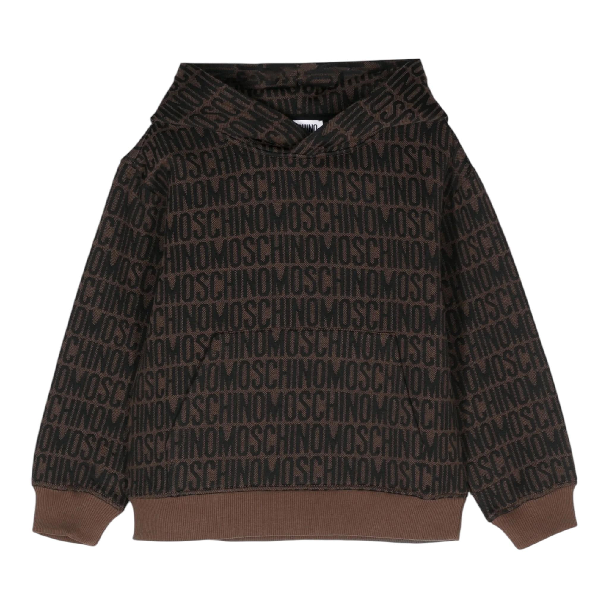 MOSCHINO felpa tinta unita logata con cappuccio Marrone per Bambino HUF08CX MARRONE MOSCHINO 
