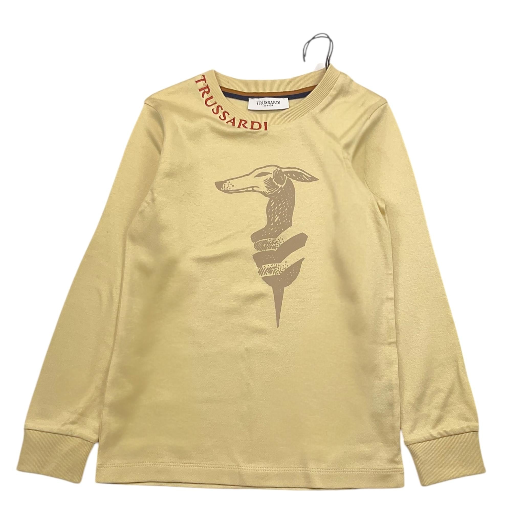 TRUSSARDI shirt girocollo tinta unita con stampa Beige per Bambino TBA25022TS BEIGE TRUSSARDI 