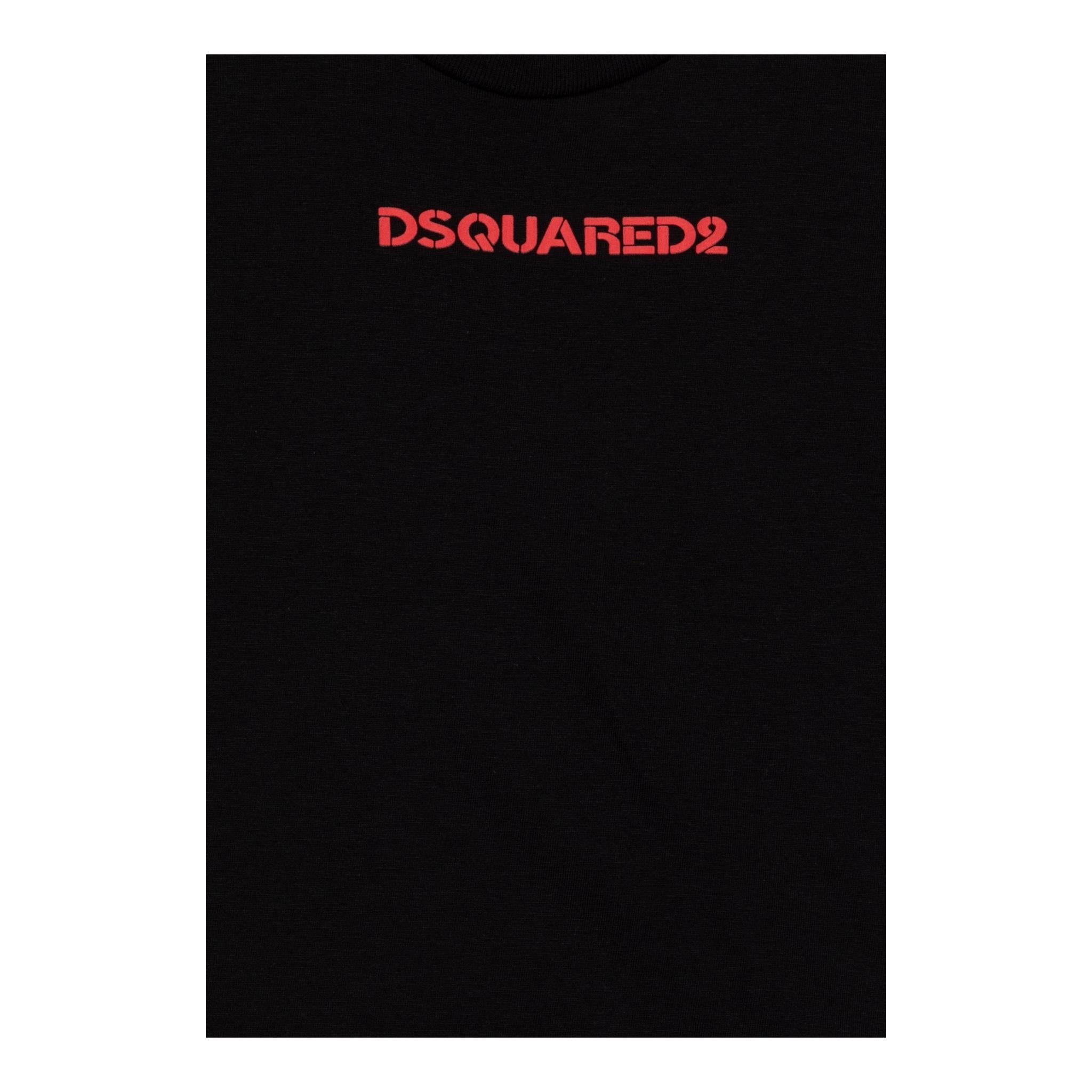 DSQUARED2 t-shirt girocollo tinta unita con stampa logo Nero per Bambino DQ2478X NERO DSQUARED2 