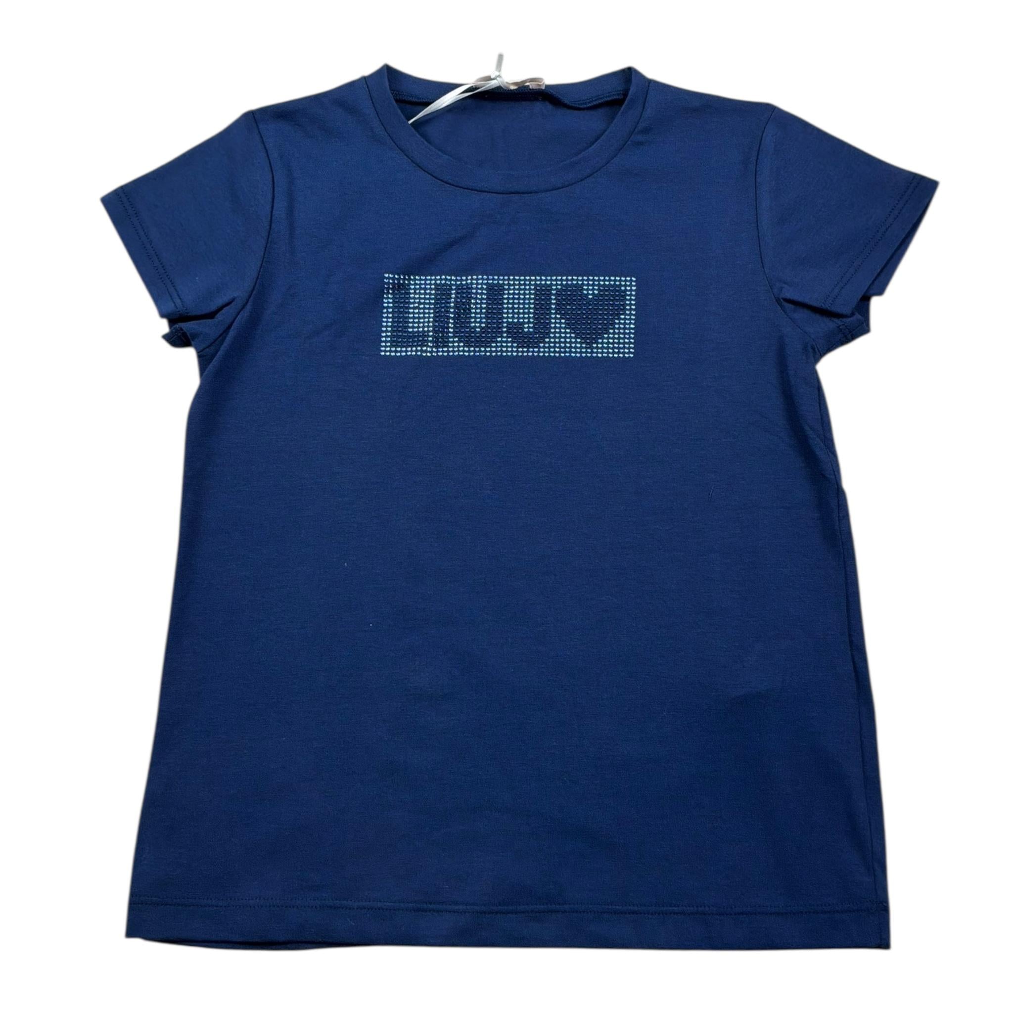 Liu Jo T-Shirt Tinta Unita con Brillantini per Bambina KA5095JXXXX BLU LIU JO 