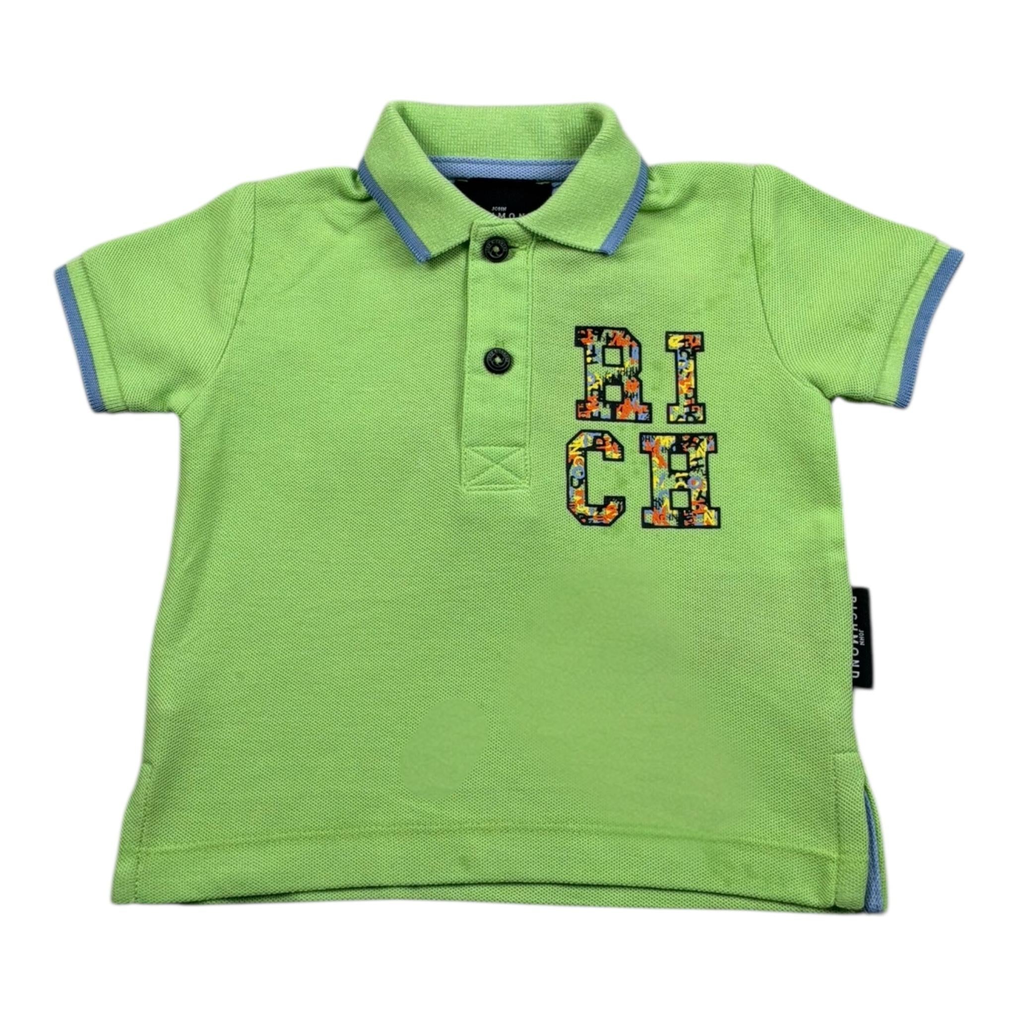 John Richmond Polo Mezza Manica Tinta Unita con Stampa per Neonato RIP25057PO VERDE JOHN RICHMOND 