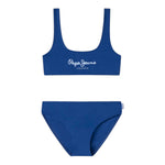 Pepe Jeans Costume 2 Pezzi Top-Mutandina Tinta Unita per Bambina PGB10420 BLU PEPE JEANS 