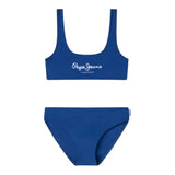 Pepe Jeans Costume 2 Pezzi Top-Mutandina Tinta Unita per Bambina PGB10420 BLU PEPE JEANS 