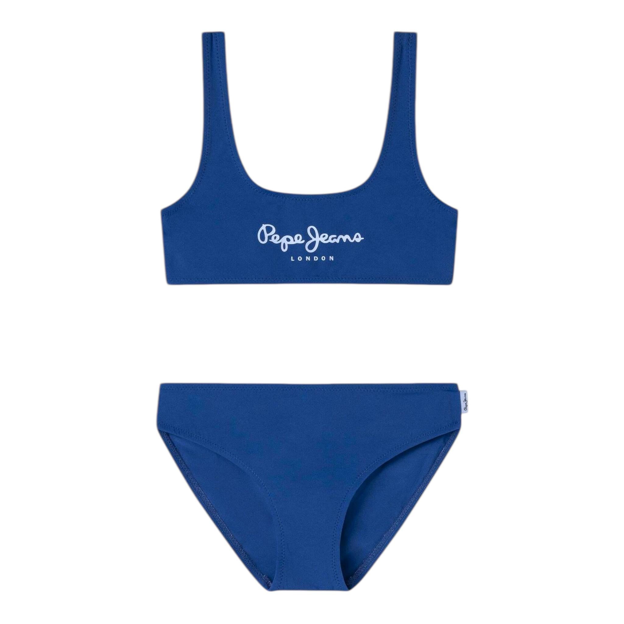 Pepe Jeans Costume 2 Pezzi Top-Mutandina Tinta Unita per Bambina PGB10420 BLU PEPE JEANS 